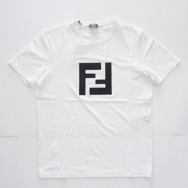 FENDI スーパーコピー ロゴパッチ コットン Tシャツ ホワイト FAF532A54P 正面のＦＦロゴがアピール